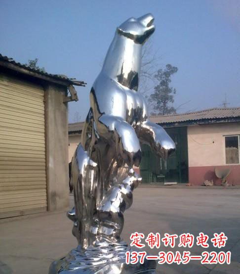 郴州公园不锈钢抽象北极熊动物雕塑