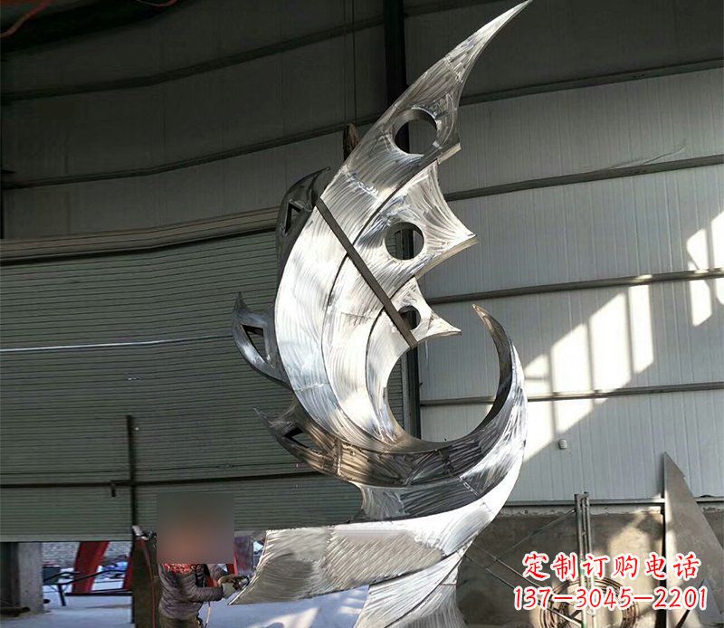 郴州公园不锈钢抽象凤凰景观雕塑 (3)