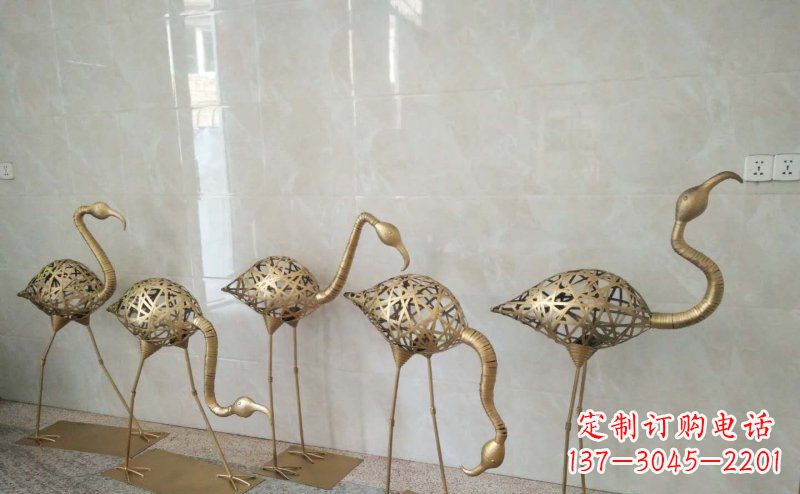 郴州不锈钢抽象火烈鸟动物雕塑