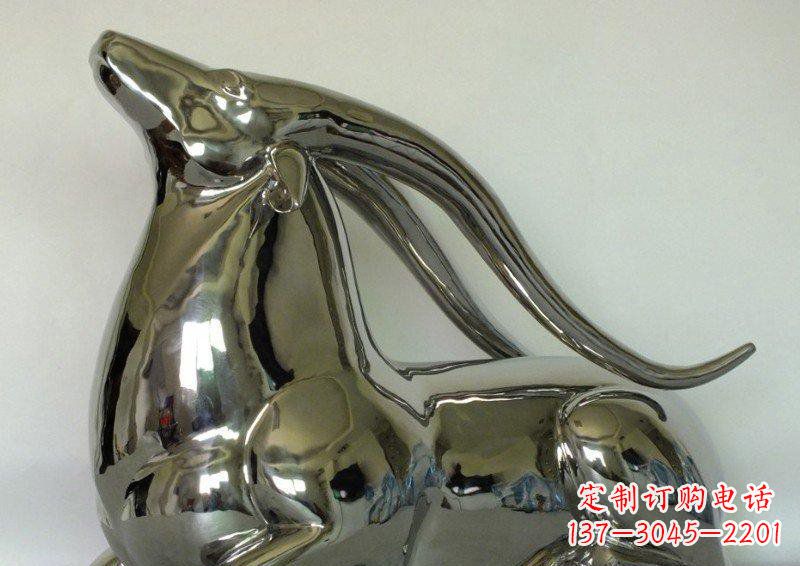 郴州中领雕塑定制公园装饰不锈钢羚羊雕塑