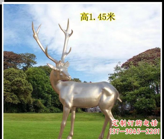 郴州高端室外不锈钢巨型动物鹿雕塑