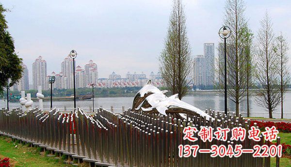 郴州动物主题不锈钢海豚雕塑