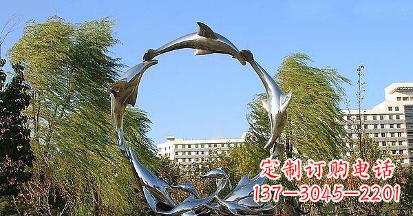 郴州华丽精致的不锈钢海豚雕塑