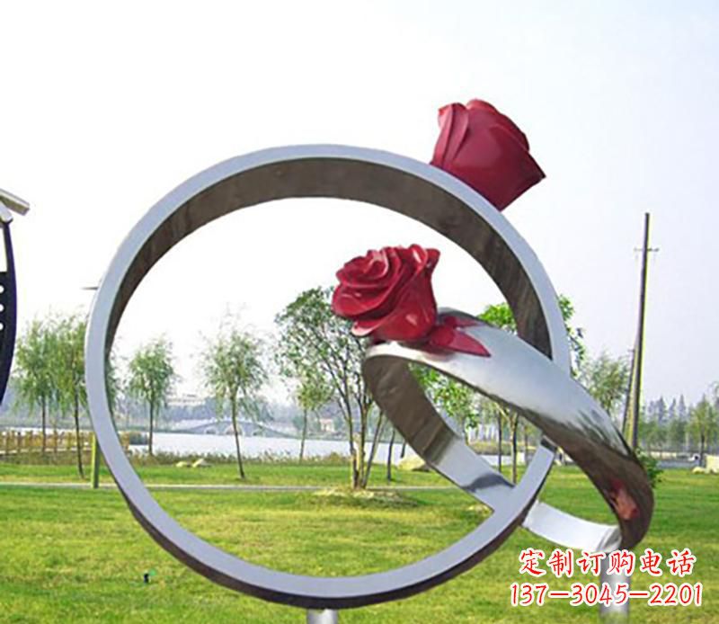 郴州不锈钢景观婚戒雕塑