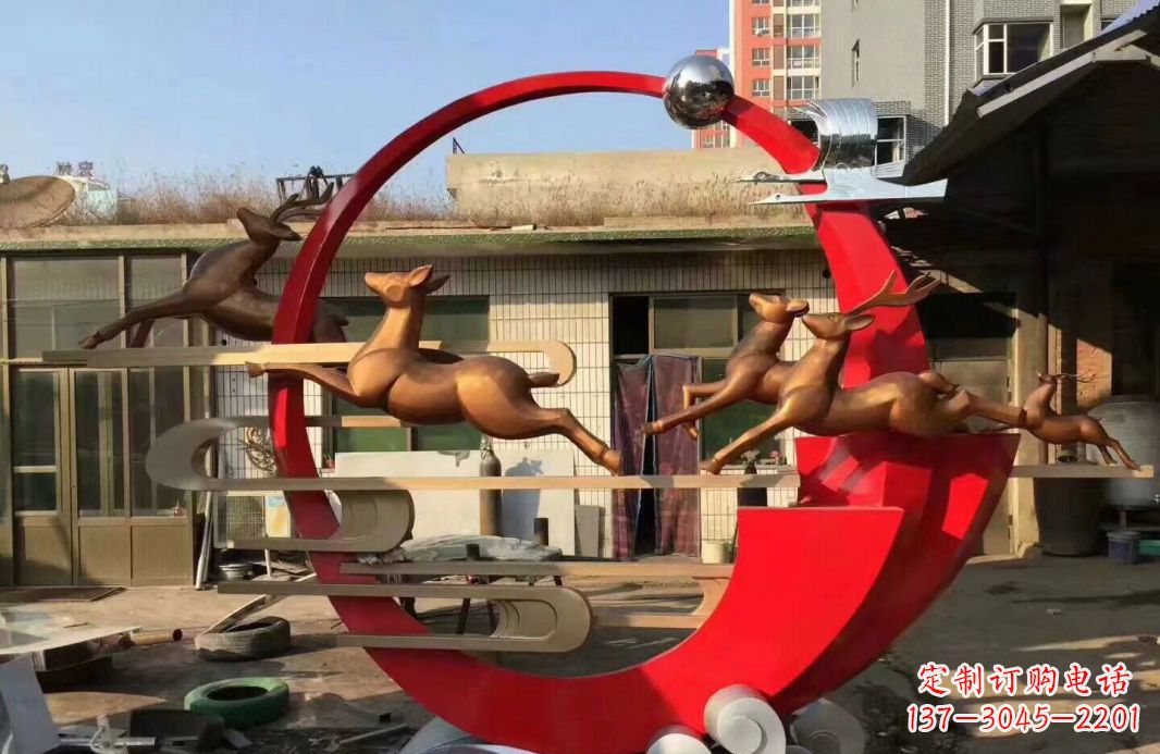 郴州高端不锈钢梅花鹿雕塑