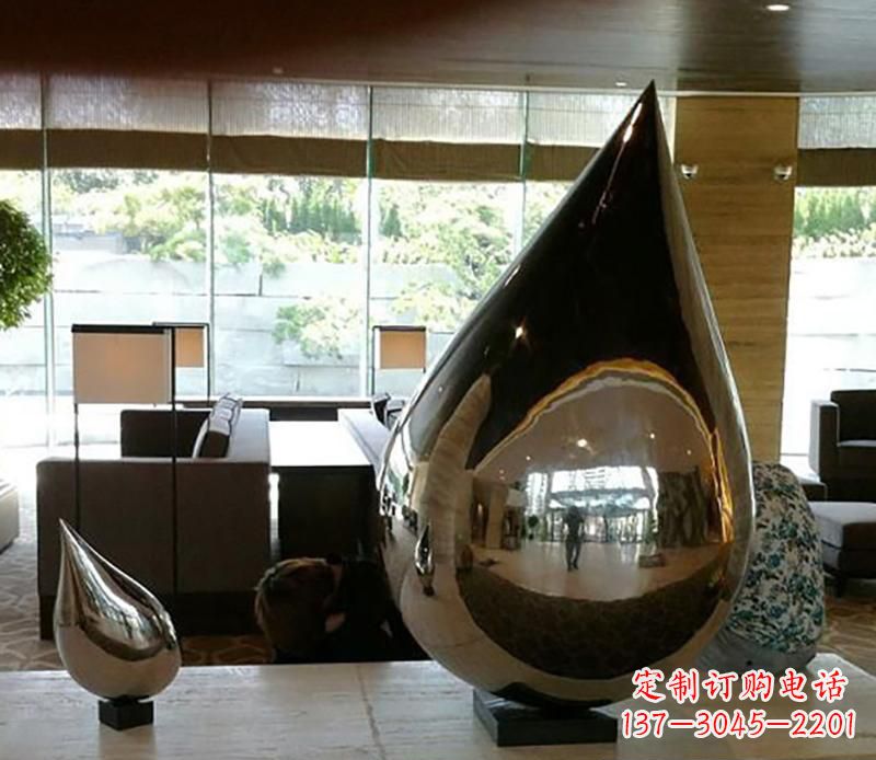 郴州公园不锈钢水滴球景观雕塑