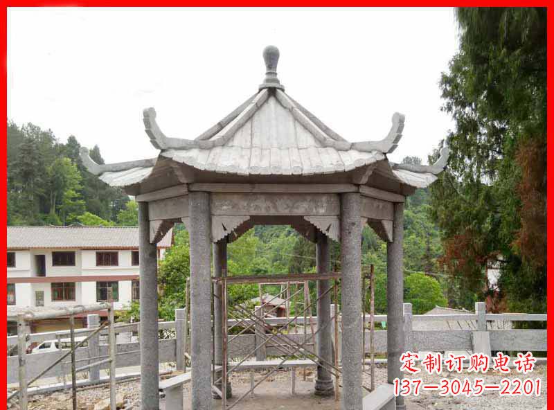 郴州精美大理石六角石凉亭雕塑