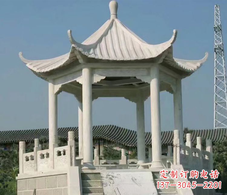 郴州极具视觉冲击力的大理石六角石凉亭雕塑