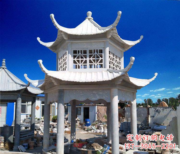 郴州大理石双层凉亭雕塑