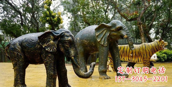 郴州公园大象动物铜雕_1