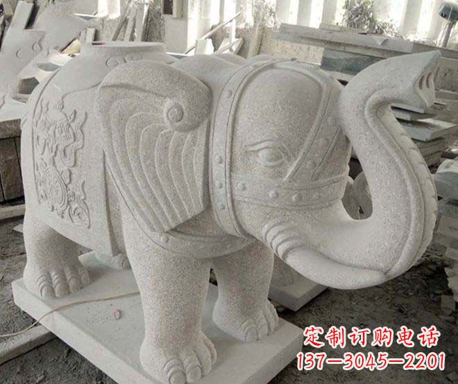郴州公园动物大理石大象石雕 (3)