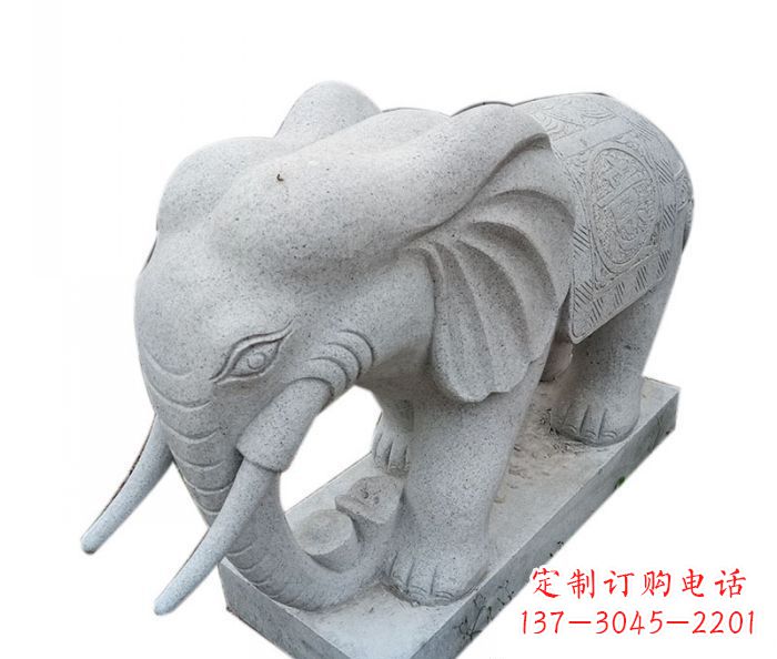 郴州公园动物大理石大象石雕摆件