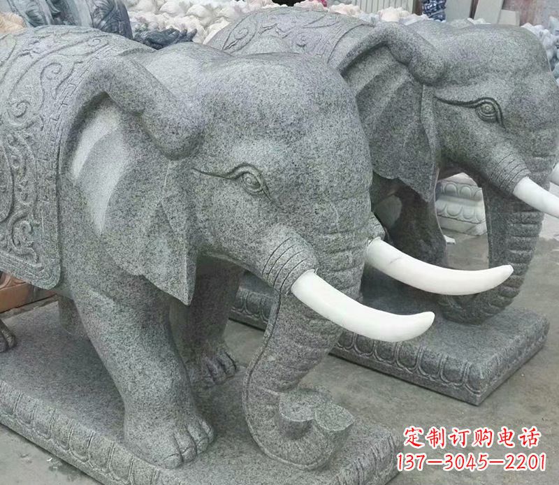 郴州公园动物大理石大象石雕 (6)