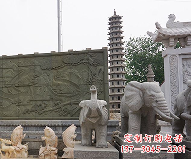 郴州公园动物大象石雕 (2)