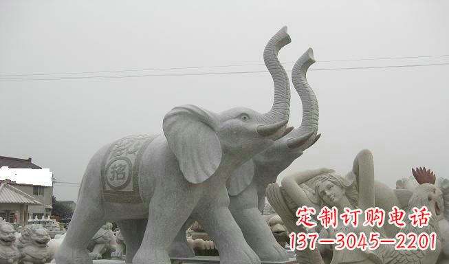郴州公园动物长鼻大象石雕