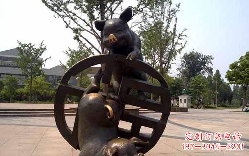 郴州中领雕塑——动物猪铜雕