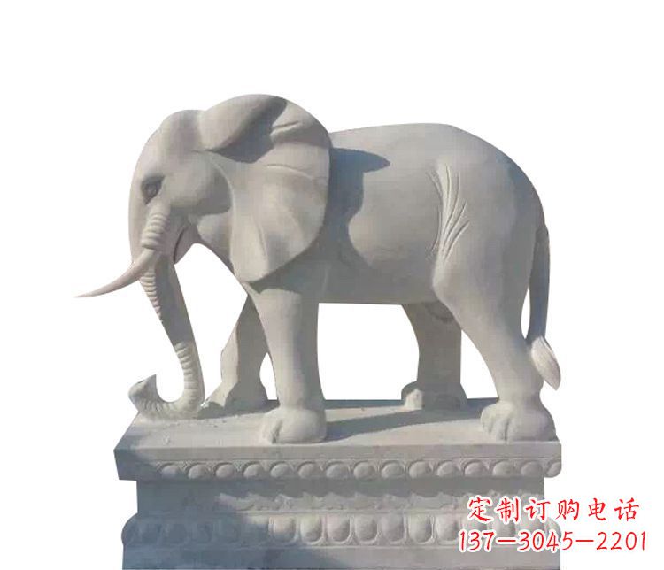 郴州公园汉白玉大象动物石雕