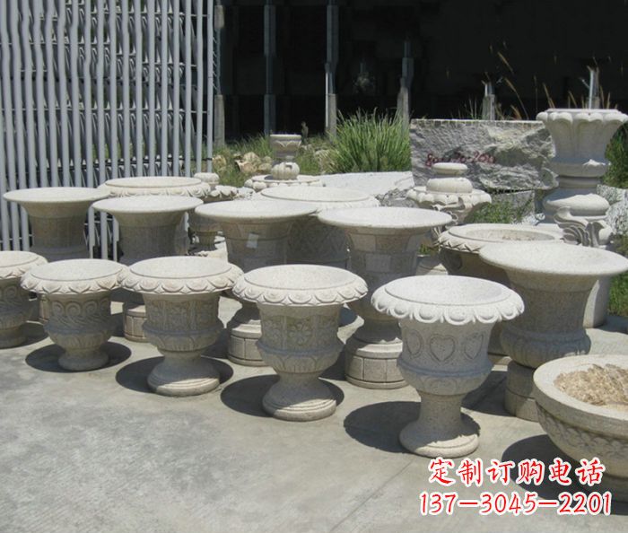 郴州大理石花盆石雕艺术品