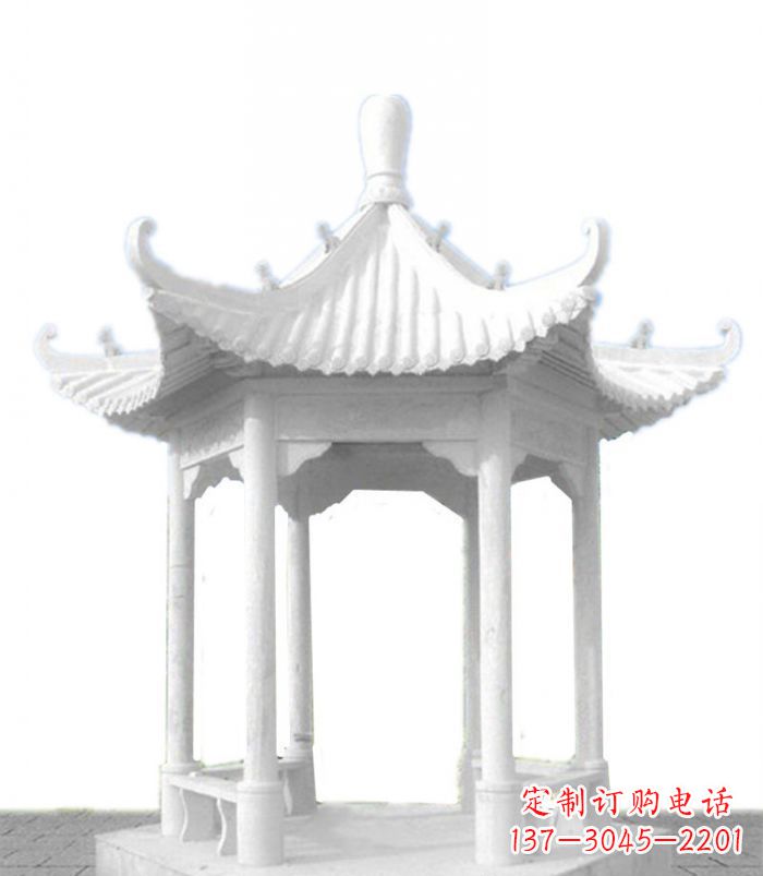 郴州公园景观汉白玉石雕凉亭 (2)