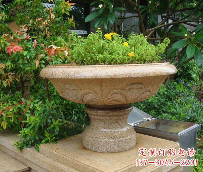 郴州公园景观砂岩花盆石雕 (3)