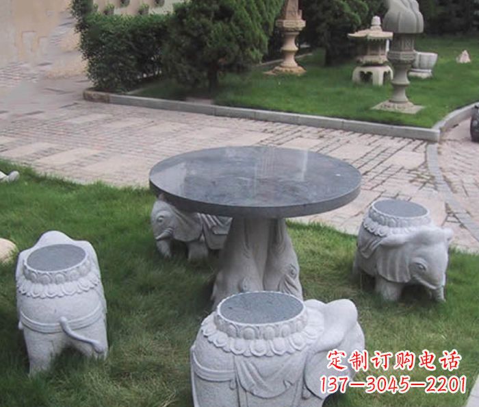 郴州公园景观小象石桌凳石雕