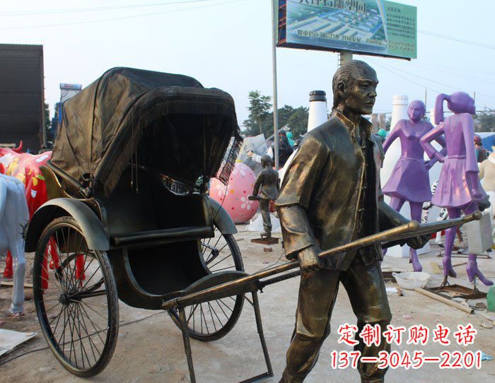 郴州精致可爱的黄包车铜雕