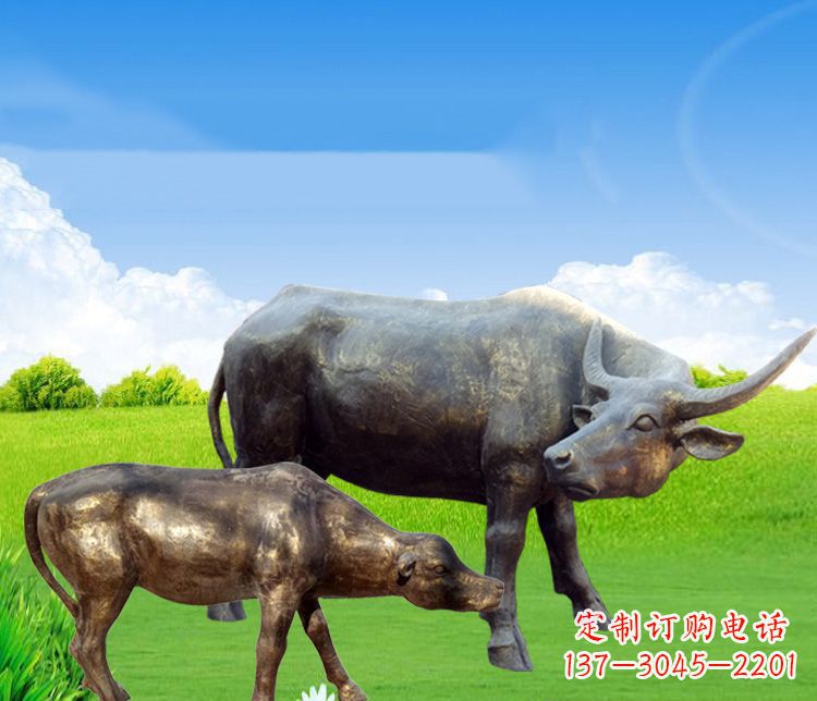 郴州公园母子黄牛铜雕