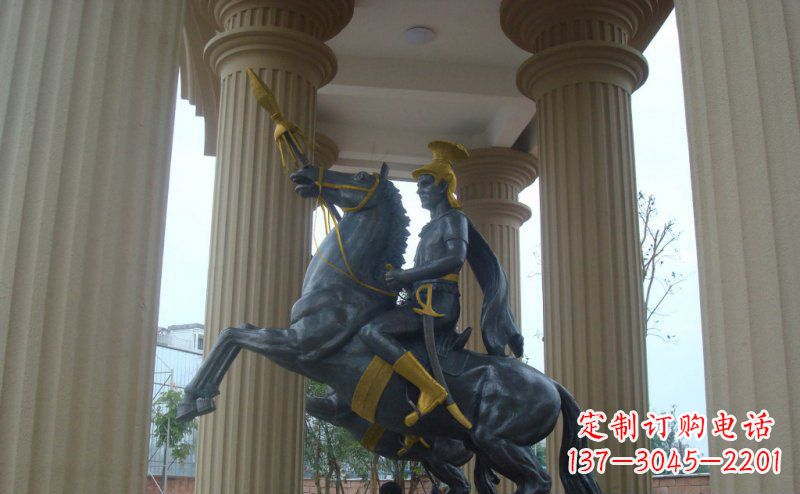 郴州公园骑马的罗马士兵人物铜雕