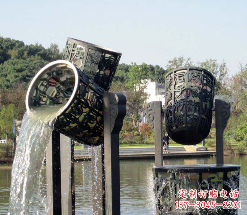 郴州公园水缸喷泉铜雕