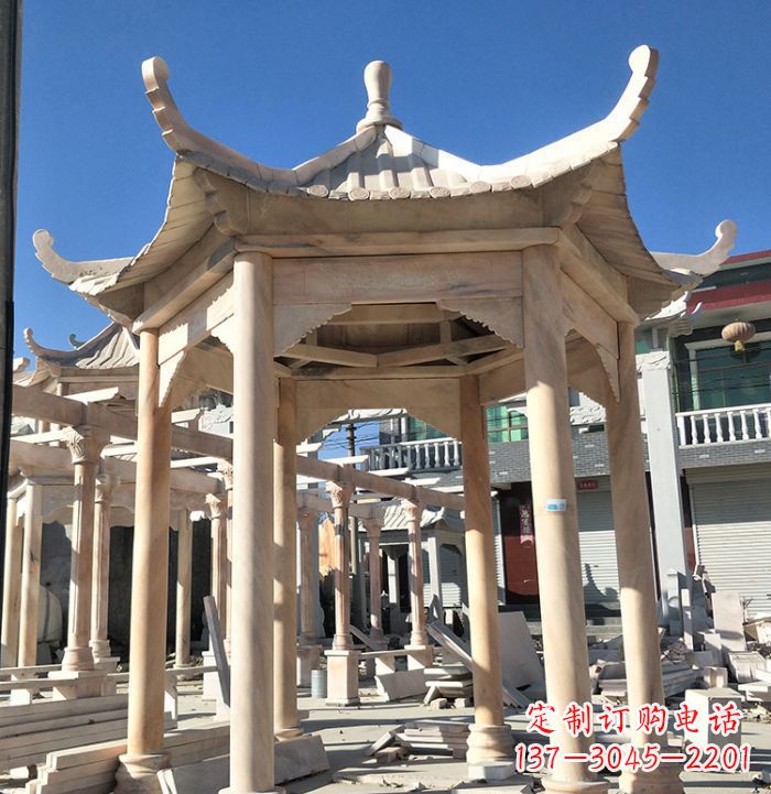 郴州公园晚霞红凉亭雕塑