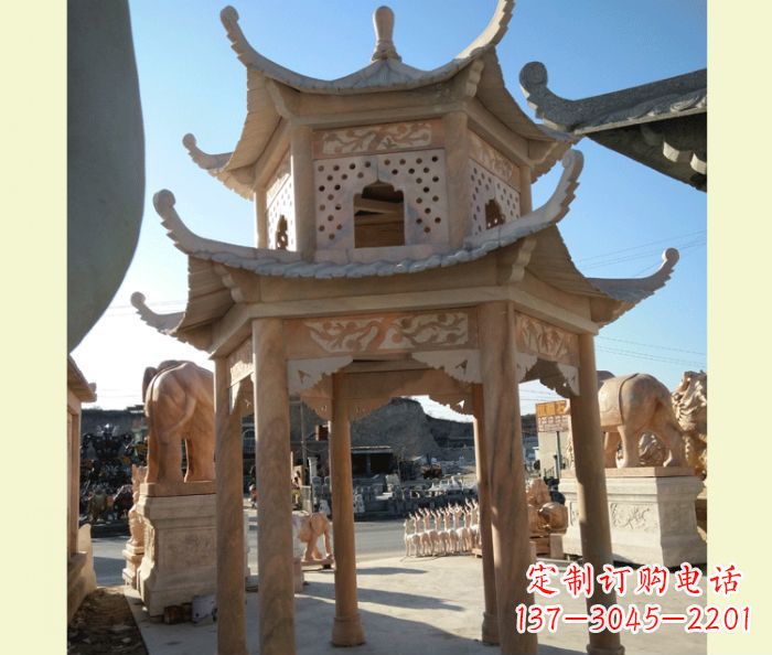 郴州中式双层石雕凉亭
