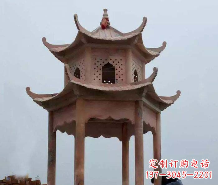 郴州中领雕塑双层六角石雕凉亭