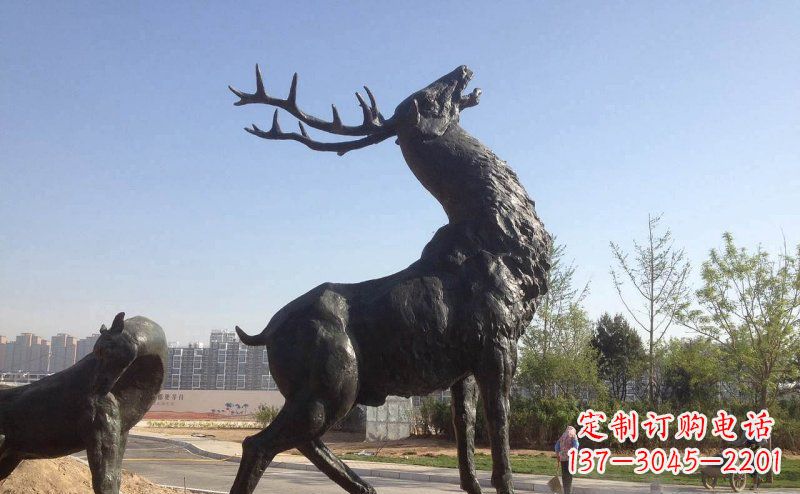 郴州驯鹿精美铜雕
