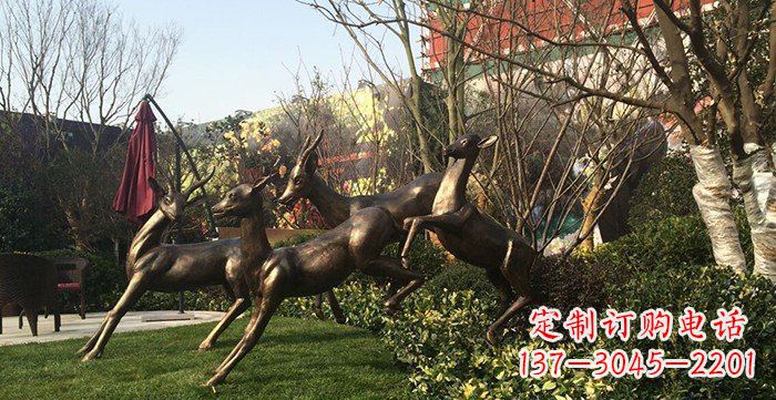 郴州中领雕塑精美铜鹿动物雕塑