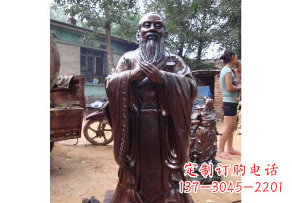 郴州古代教育家人物孔子玻璃钢仿铜雕塑