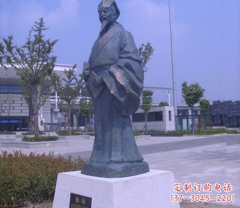 郴州古代陆游诗人雕塑