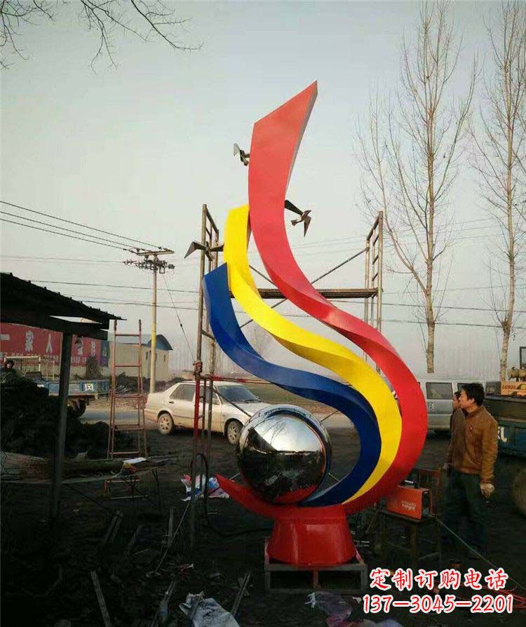 郴州广场不锈钢彩色抽象凤凰雕塑