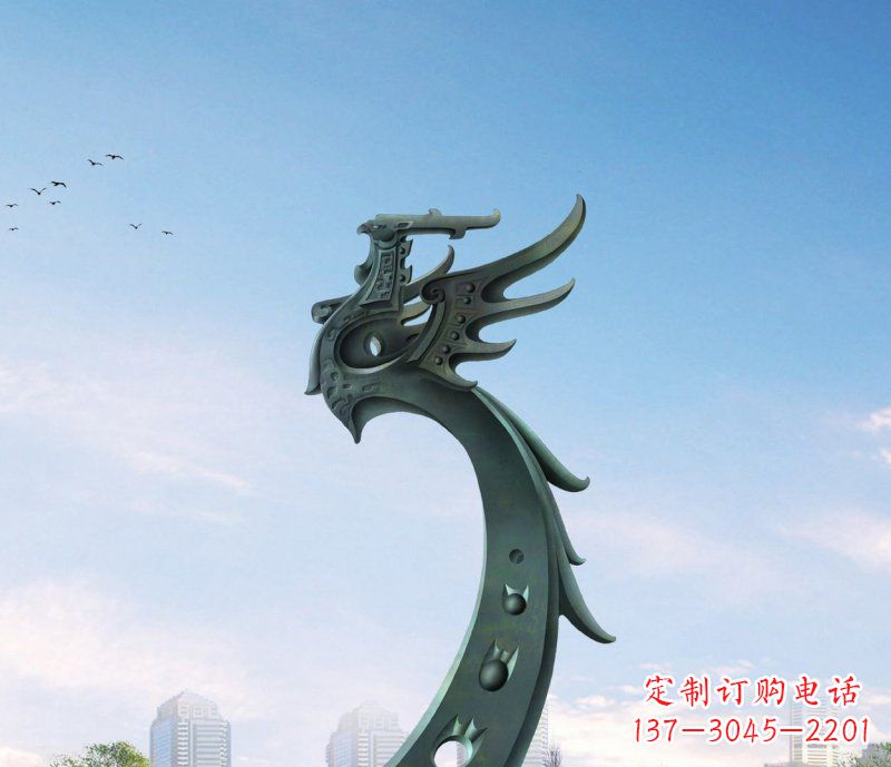郴州中领雕塑|抽象凤凰不锈钢雕塑
