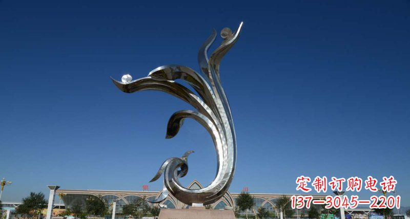 郴州优雅迷人的不锈钢抽象凤凰雕塑