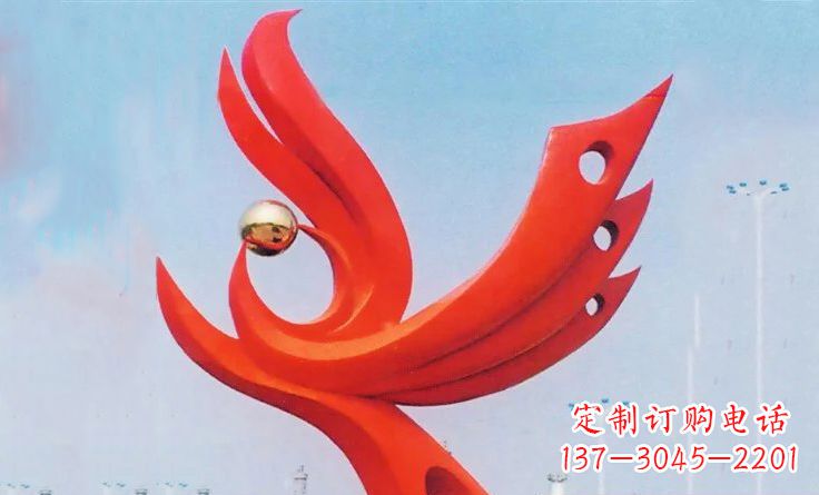 郴州新中领雕塑-不锈钢抽象凤凰雕塑