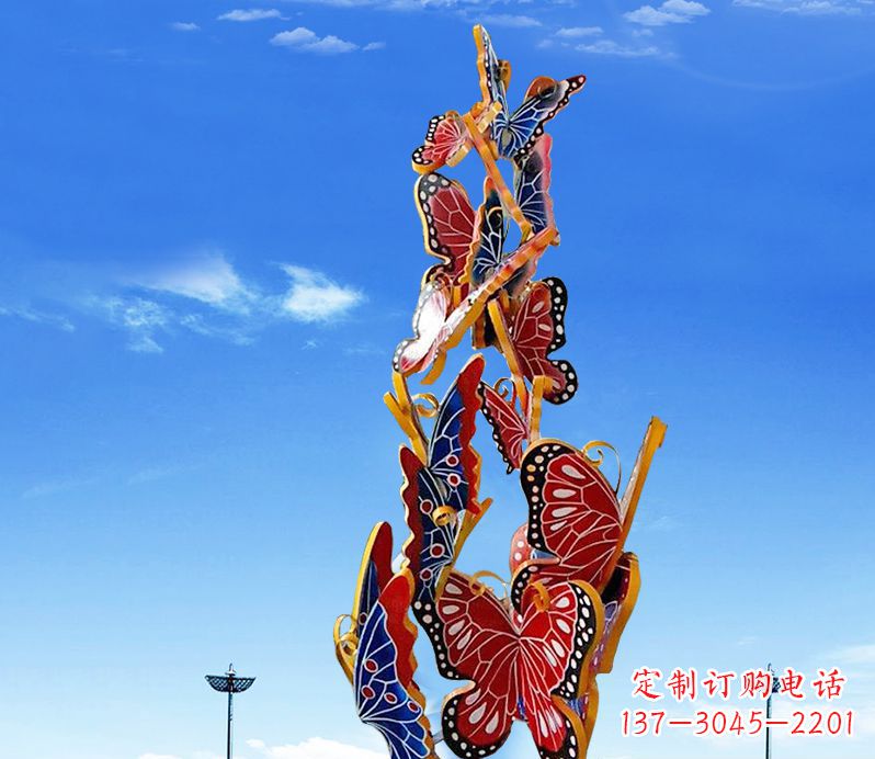 郴州广场不锈钢大型彩绘蝴蝶雕塑