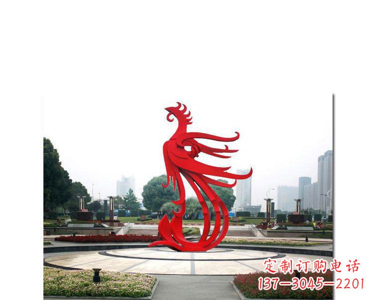 郴州古韵雕塑:不锈钢飞翔凤凰雕塑