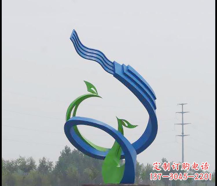 郴州完美锻造，彩色不锈钢抽象凤凰雕塑