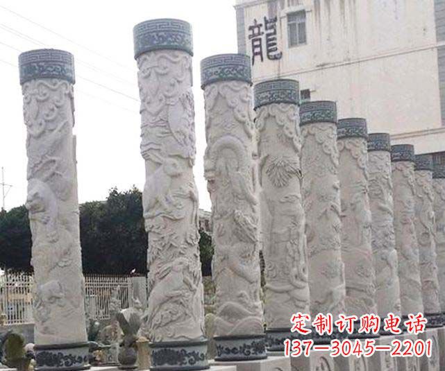 郴州广场景观大理石12生肖龙柱石雕