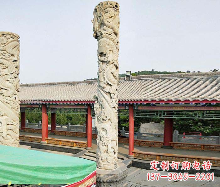 郴州雕刻精致的大理石龙柱石雕