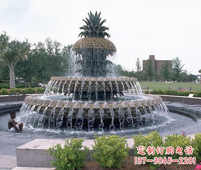 郴州广场景观大型菠萝喷泉石雕