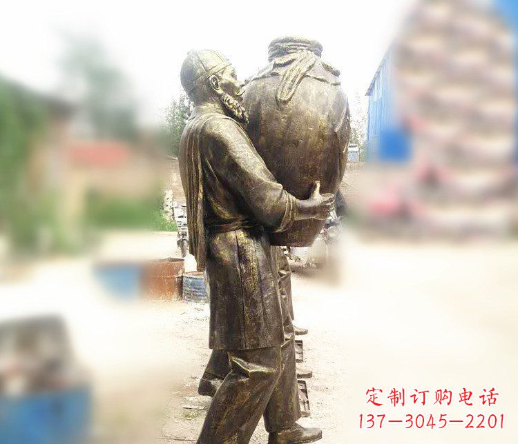 郴州广场铜雕店小二抱酒人物雕塑