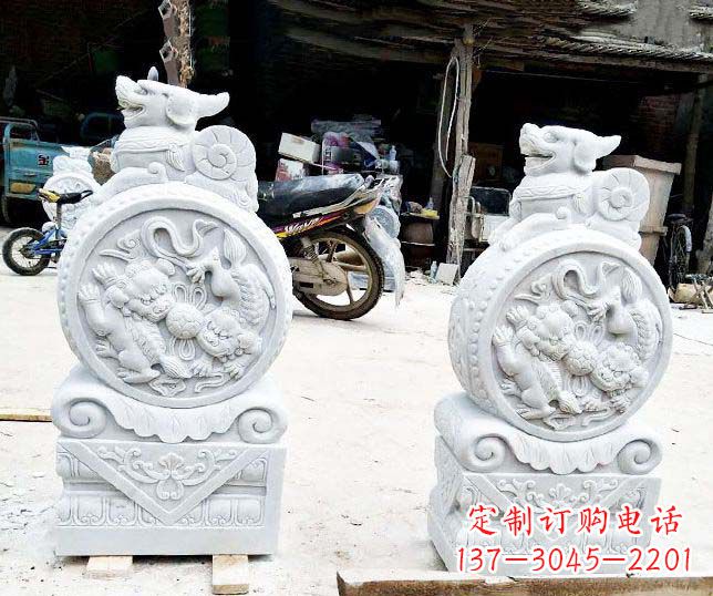 郴州汉白玉招财门墩雕塑