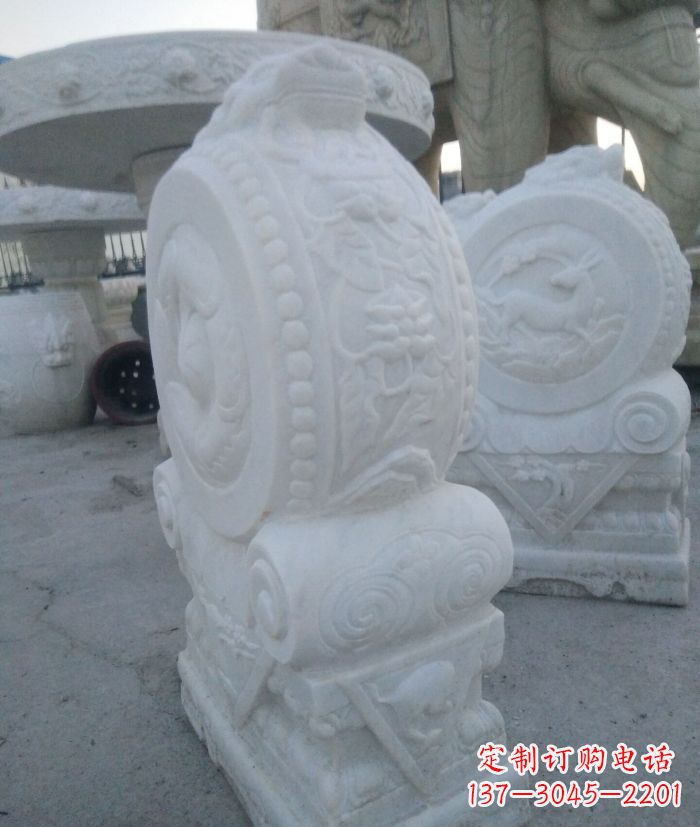 郴州汉白玉抱鼓石招财石门墩 (3)