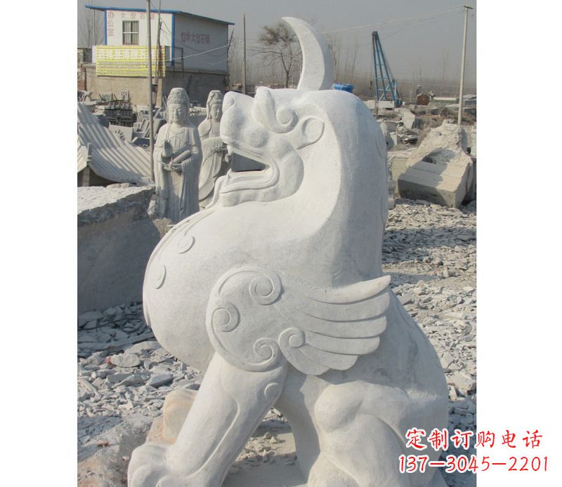 郴州汉白玉独角兽石雕